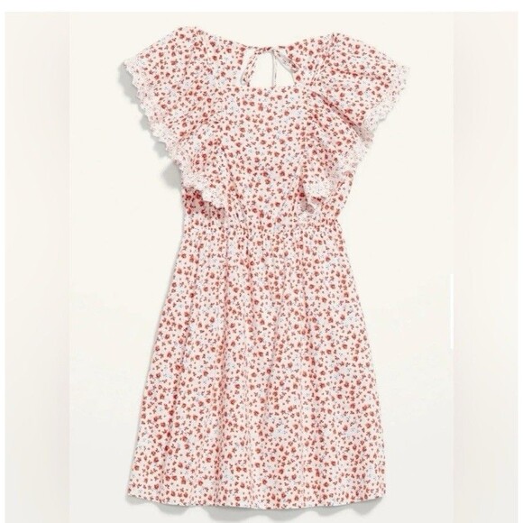 Old Navy Flutter Sleeve Ruffle Red Floral Pocketed Mini Sundress Dress XXL / 2XL - Picture 1 of 16